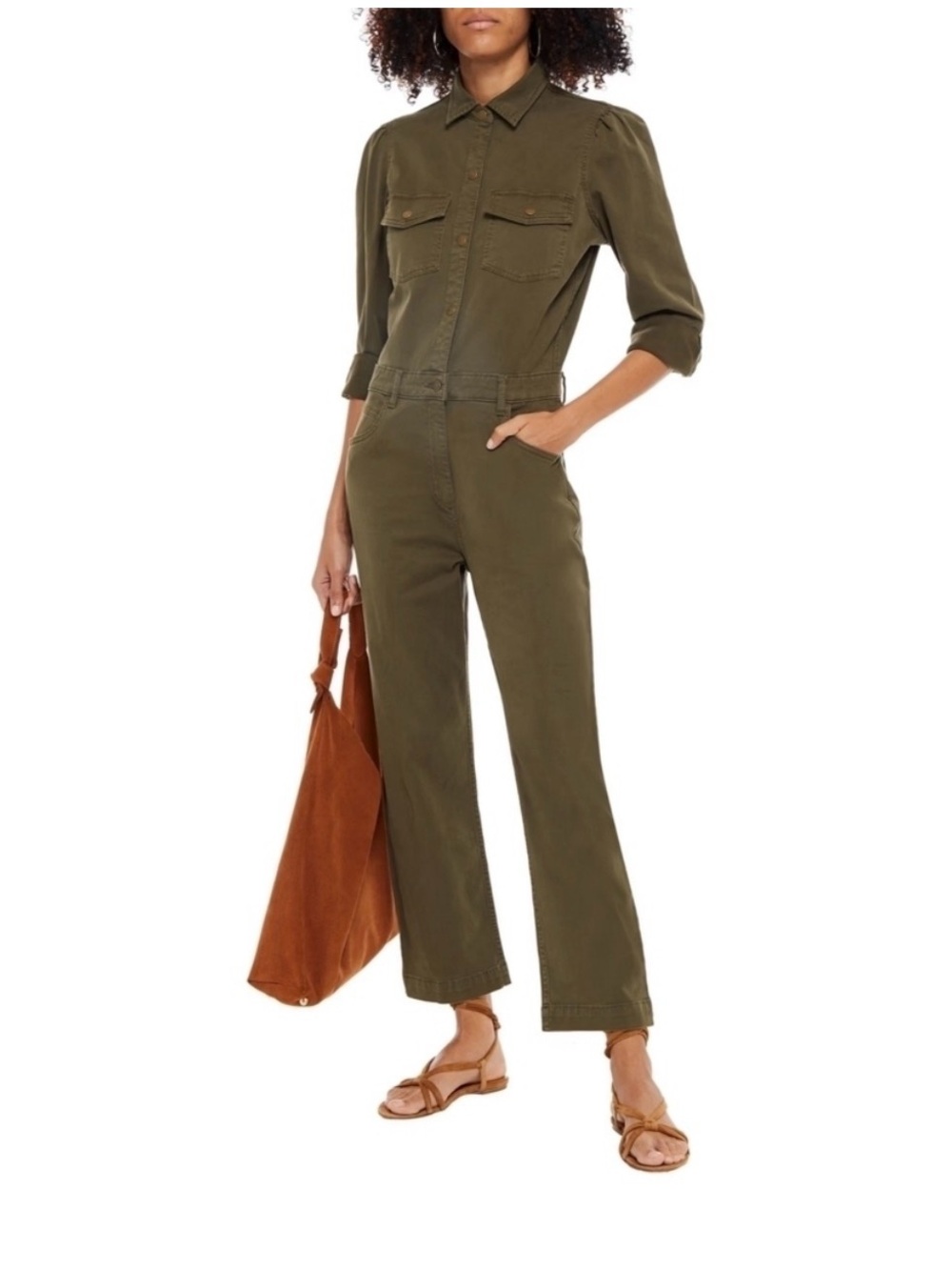 DL1961 Olive Utility Jumpsuit | Military Cargo | Cotton Twill | Size M
